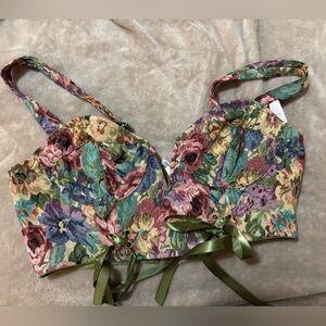 Anthropologie Floral Tapestry Corset Top - Multicolor